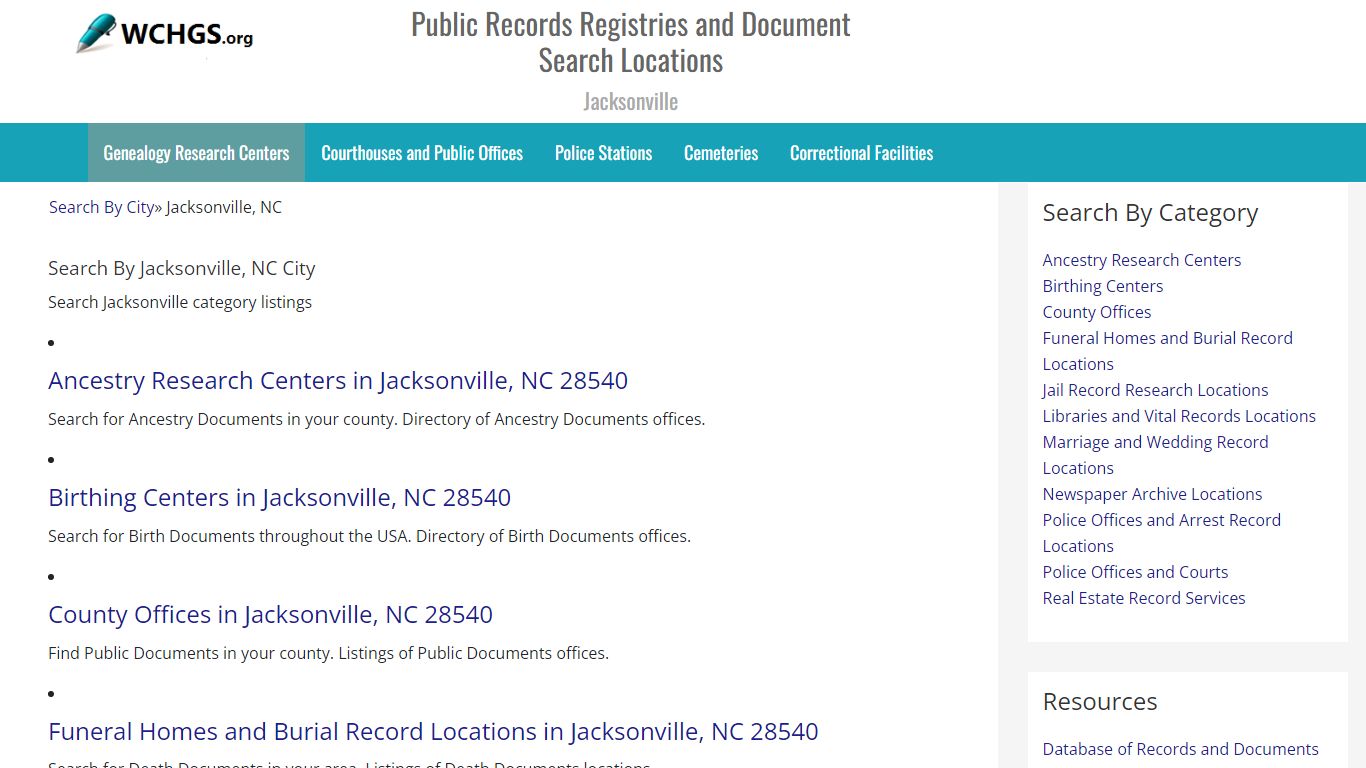 Public Records Registries in Jacksonville, NC - WCHGS.org